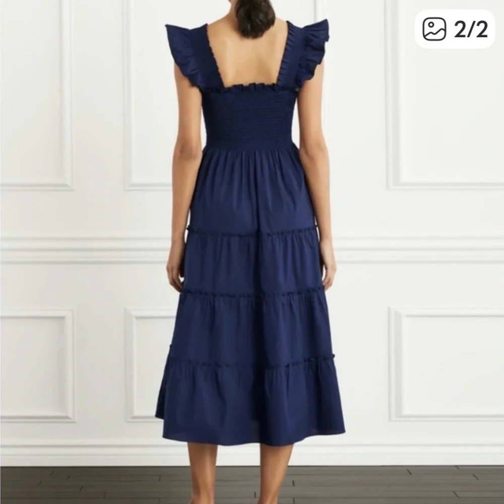 XXL Hill House Home the Ellie Nap Dress in Navy Cotton - Picture 2 of 6